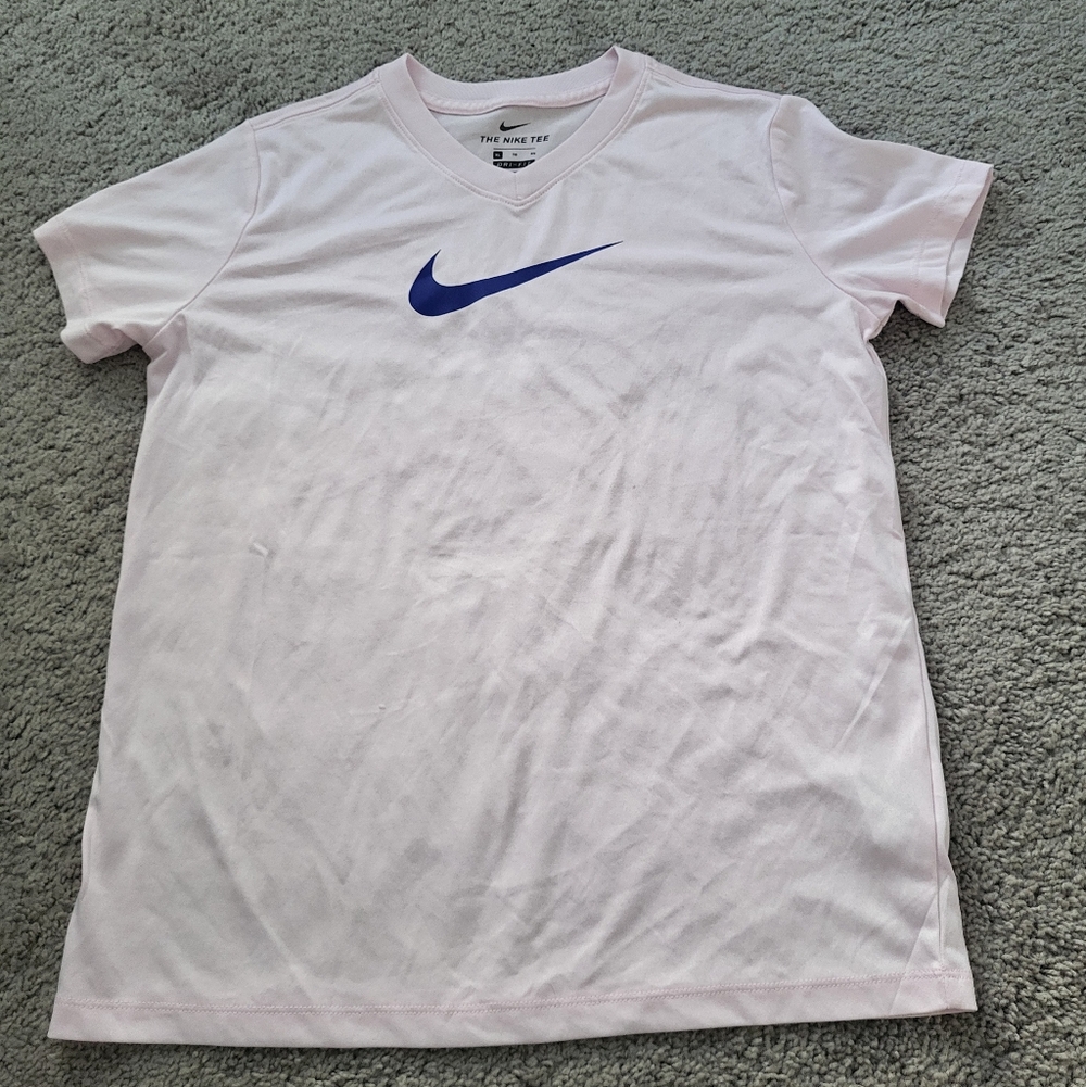 Nike Light Pink Dri-FIT Tee with Blue Swoosh